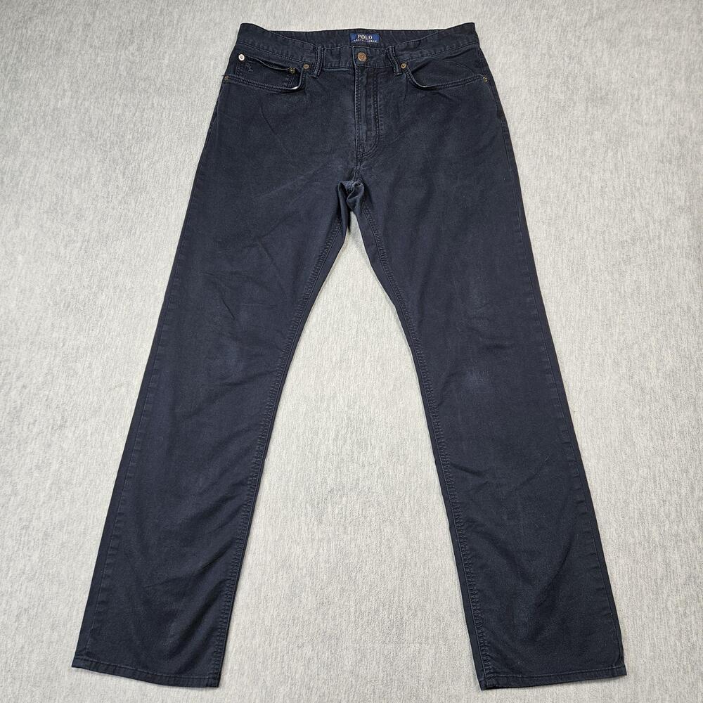 Polo Ralph Lauren Jeans Mens 34x32 Dark Blue Slim Straight Fit Stretch Denim